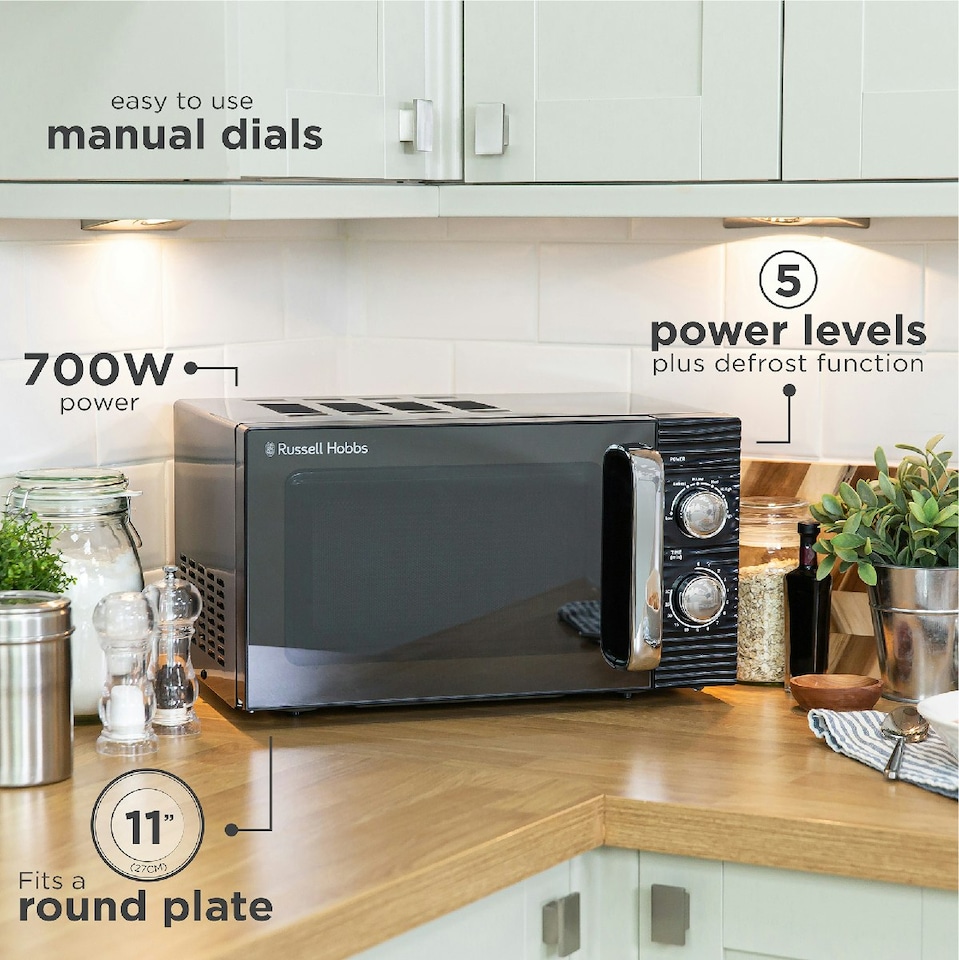 image 1 of Russell Hobbs RHM1731B Black Microwave 17L 700W with Defrost & 5 Power Levels