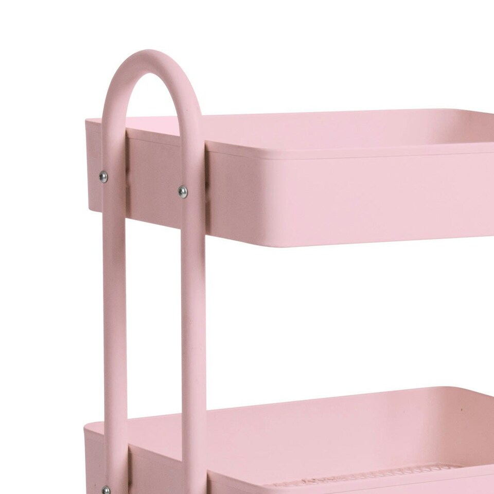 image 1 of Levede 3 Tiers Kitchen Trolley Cart Steel Storage Rack Shelf Organiser Pink