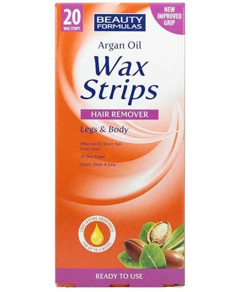 image 1 of Beauty Formulas Argan Oil Wax Strips Hair Remover For Legs And Body 20 Wax Strips