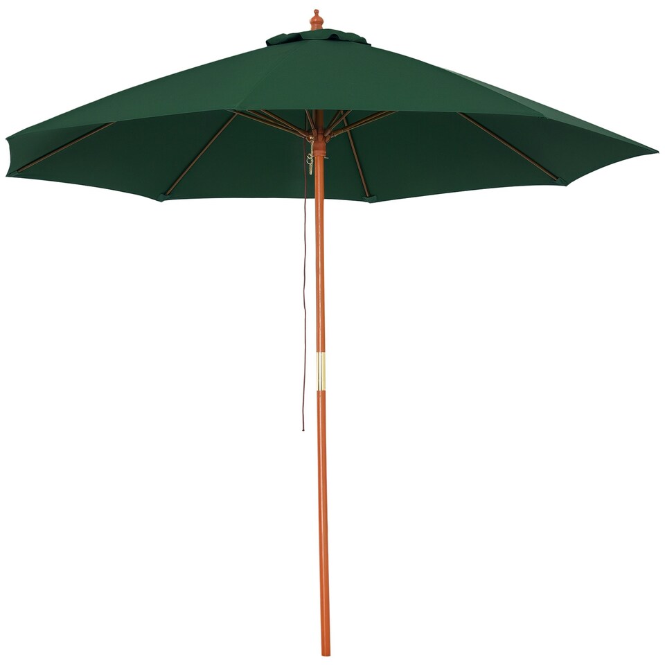 image 1 of Outsunny 2.5m Wooden Garden Parasol Outdoor Umbrella Canopy w/ Vent Green