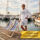image 3 of Wooden Folding Deck Chair Garden, Beach & Patio Outdoor Chair | Blue
