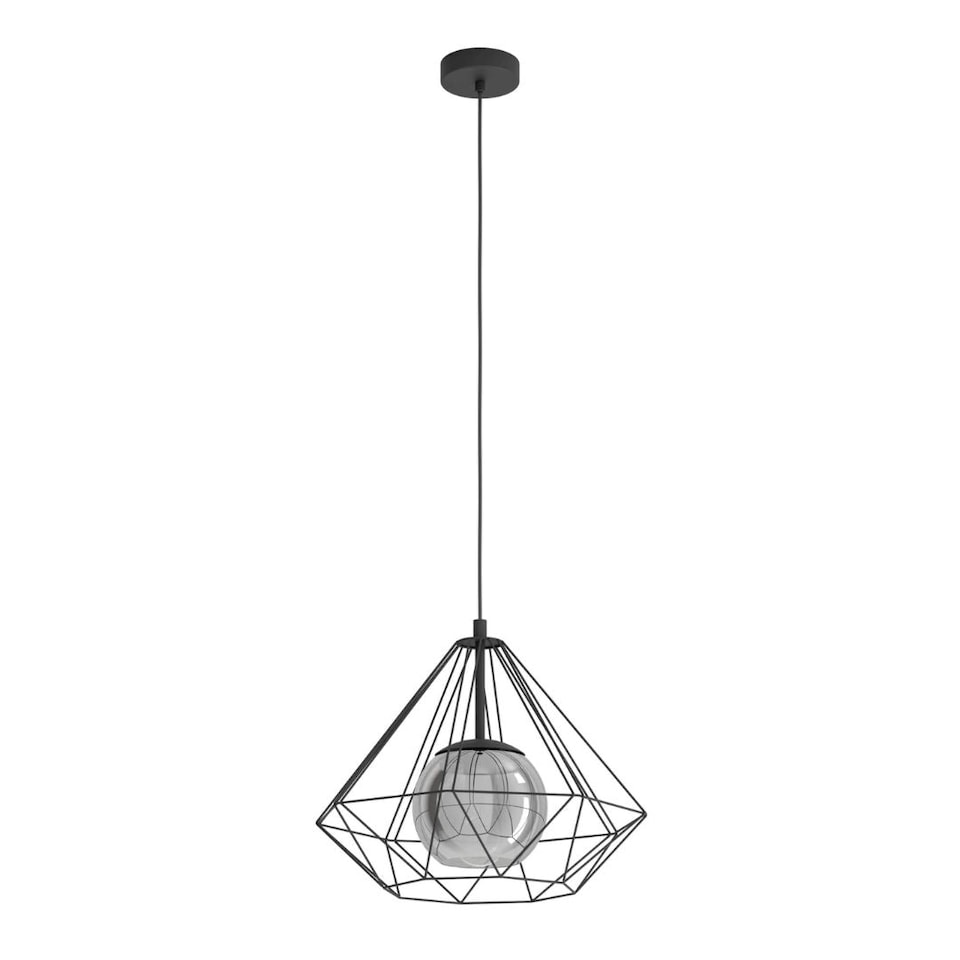 image 1 of Burton Black Pendant Ceiling Light with Smoked Glass