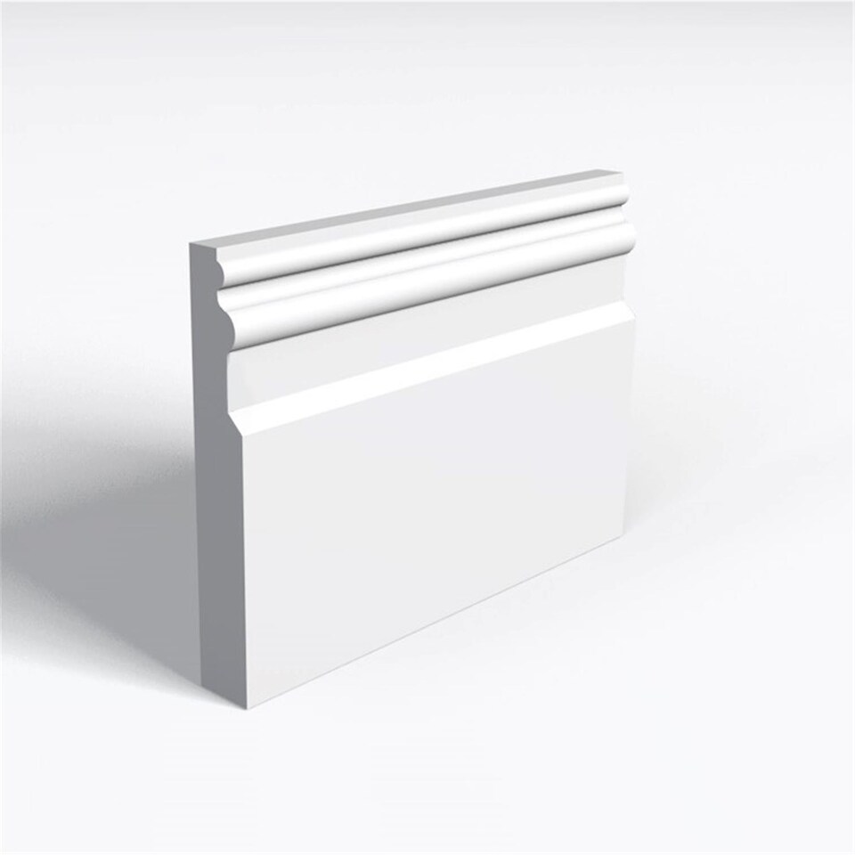 Pack of 15 (Total 15 Units) - MDF Primed Queens Skirting Board & Rebate - 18mm (T) x 94mm (H) x 4200mm (L)