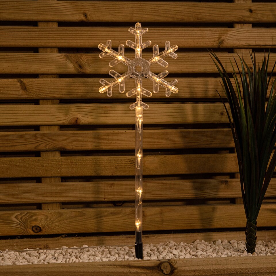 image 1 of 43cm Set of 4 Light up Large Snowflake Christmas Garden Path Lights with 64 Warm White LEDs