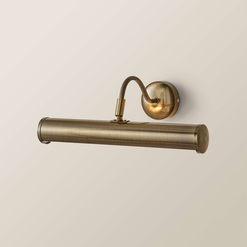image 1 of ValueLights Traditional Adjustable Twin Picture Wall Light In Antique Brass Effect Finish