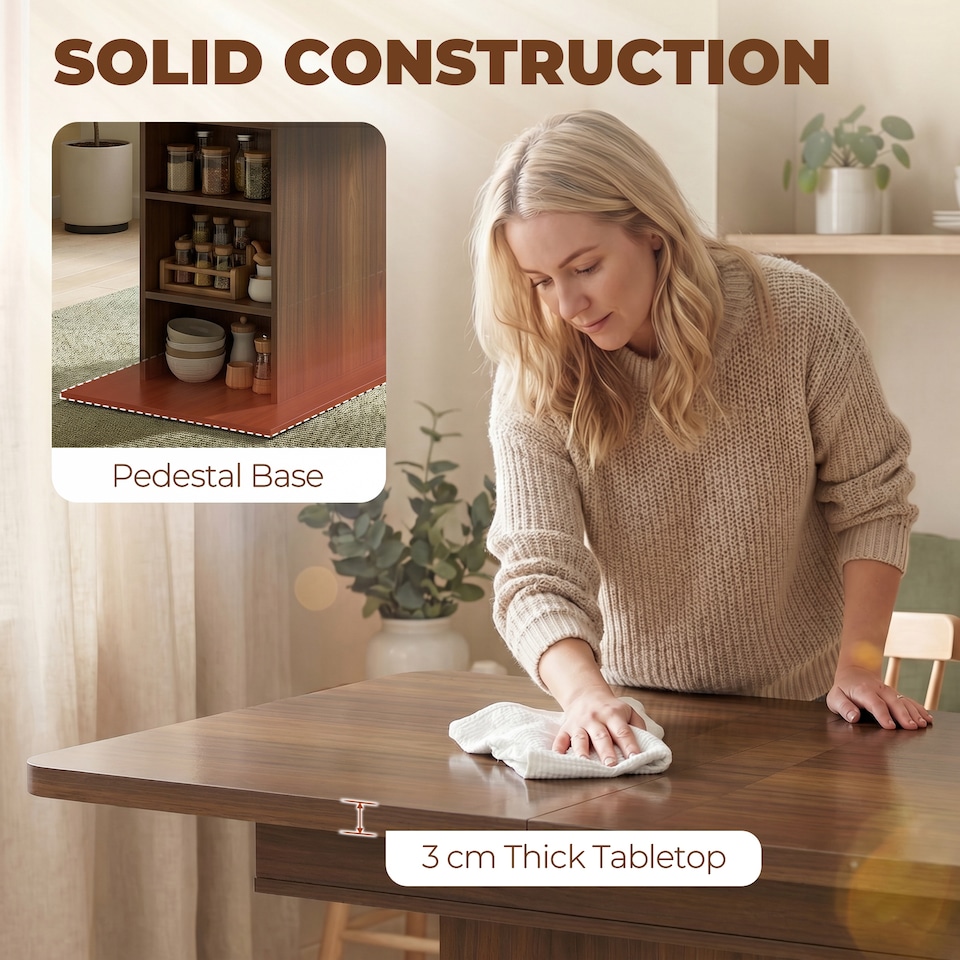 image 1 of HOMCOM Extendable Dining Table for 4-6, Kitchen Table with Shelves