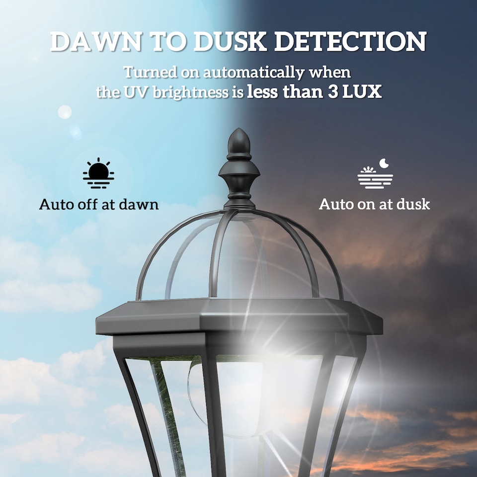 image 1 of Outsunny 2 PCS LED Garden Lights Lamp Solar Powered Lantern Auto Switch Patio
