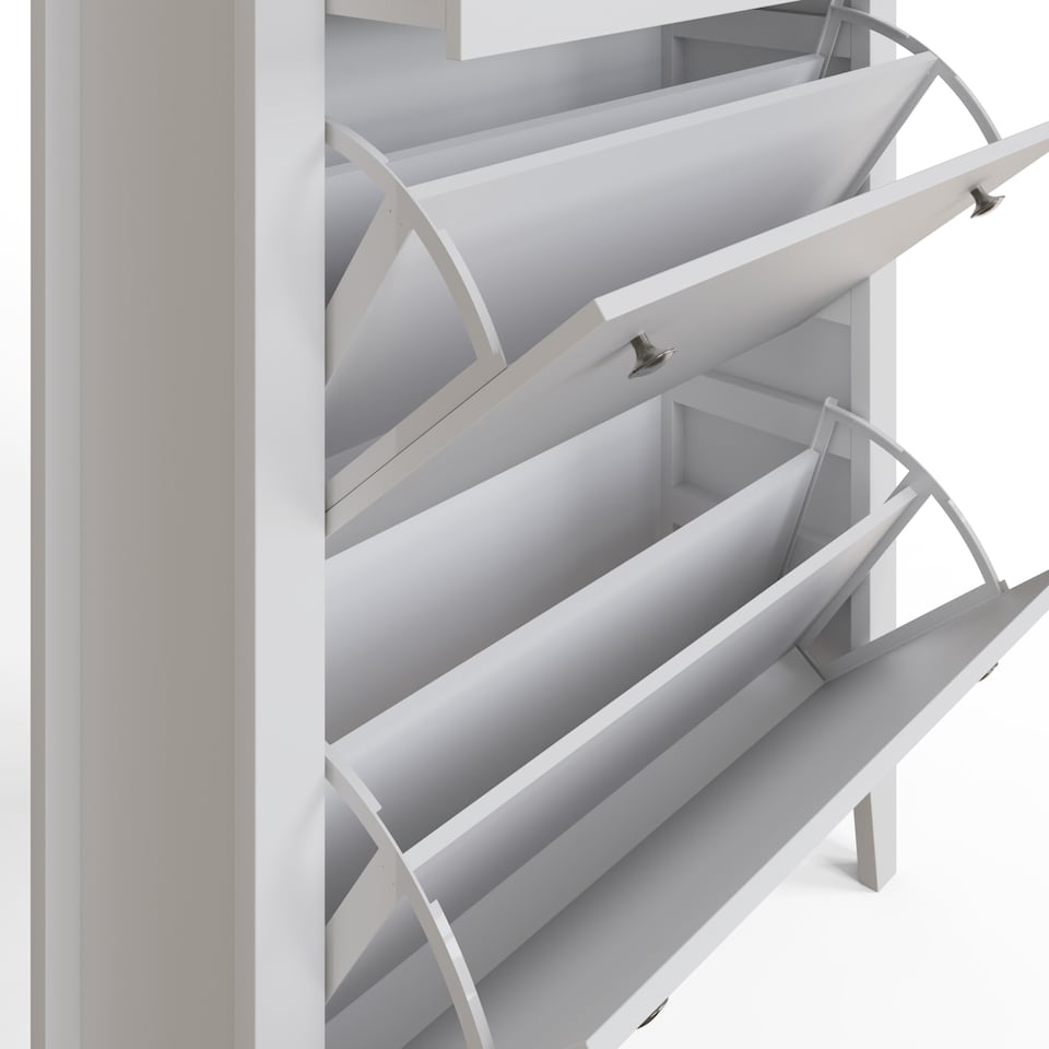 image 1 of Deluxe Two Tier Shoe Cabinet | White | White