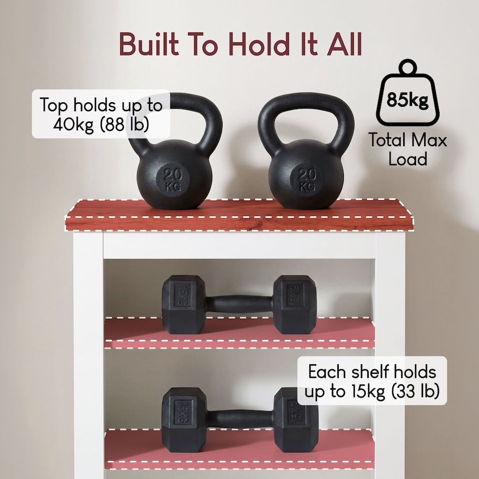 image 1 of Vida Designs Arlington 3 Tier Bookcase Shaker Style Display Storage, White & Oak