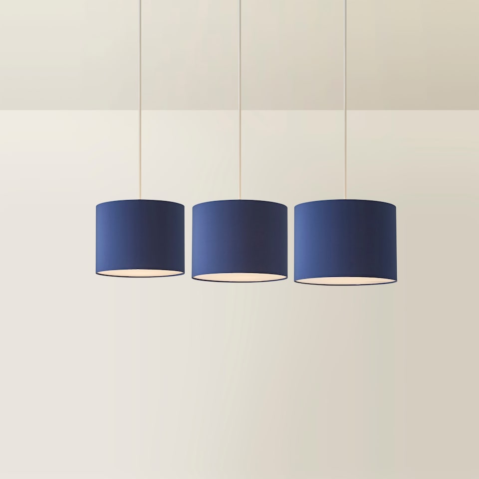 image 1 of ValueLights Torbery Set of 3 Navy Nesting Ceiling Light Shades | Blue