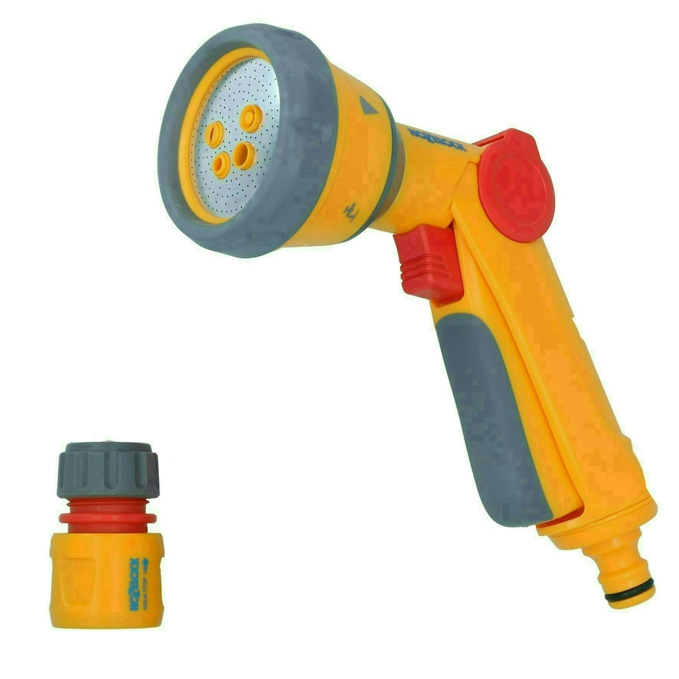 image 1 of Hozelock Multi Spray Gun Soft Touch Water Hose Pipe 5 Function & Aquastop