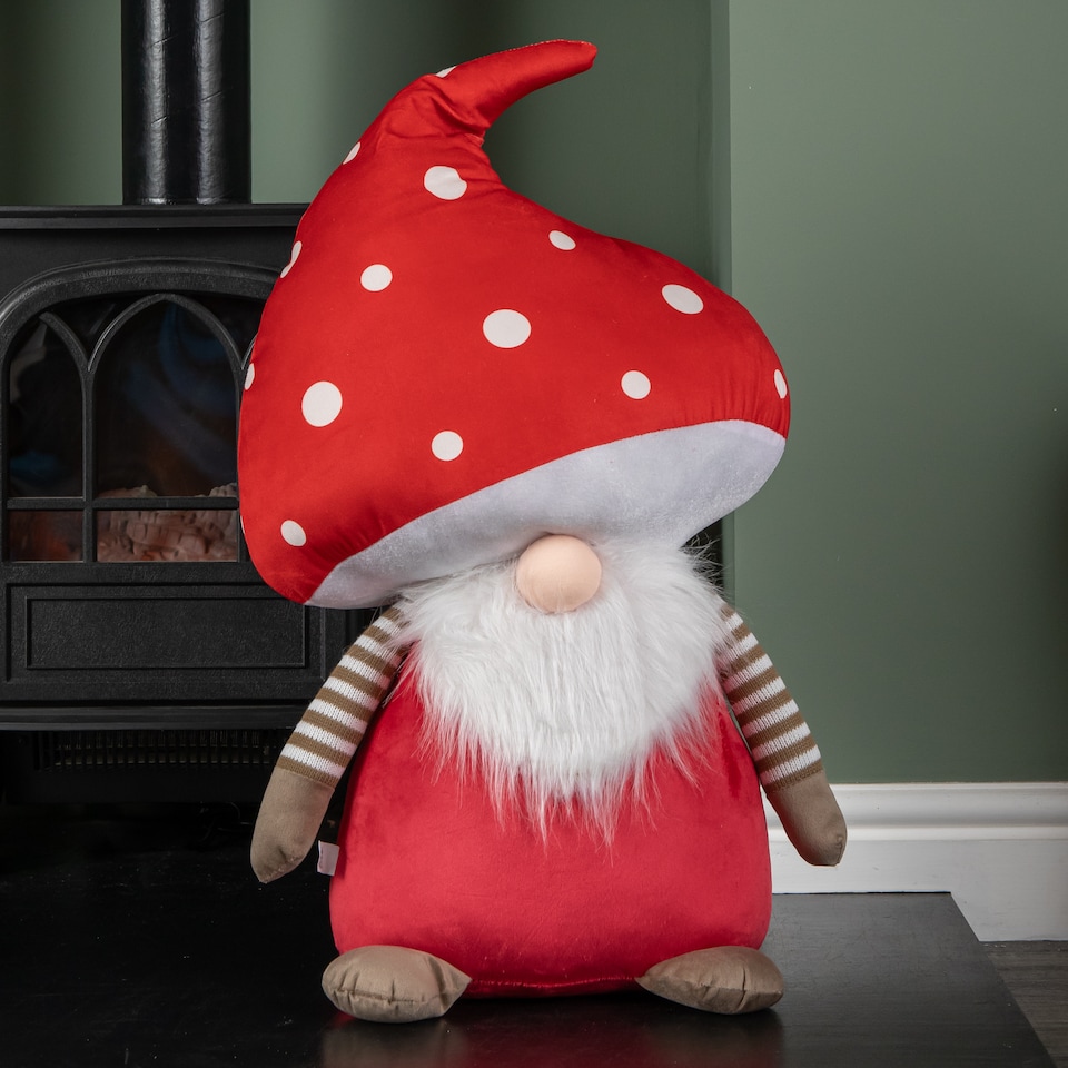 image 1 of 60cm Red Soft Festive Funghi Trumpet Christmas Mushroom Gonk Decoration