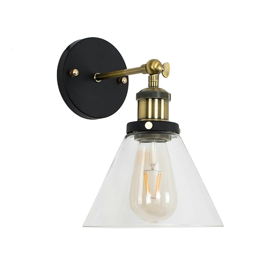 image 1 of ValueLights Norton Black Indoor Wall Lantern and E27 Pear LED 4W Warm White 2700K Bulb