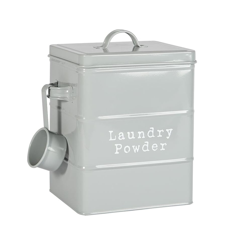 image 1 of Harbour Housewares Vintage Metal Laundry Powder Canister - Grey | Grey | Grey | 1