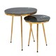 image 3 of Interiors by Premier Green Marble Side Table (Set of 2), Rich Green Marble Tabletops with Gold Iron Criss‑Cross Legs Green
