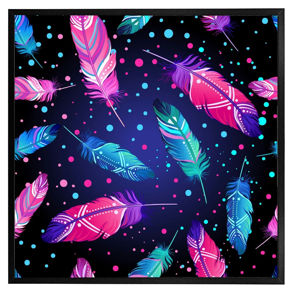 image 1 of Painted bird feathers (Picture Frame) Grey | XL