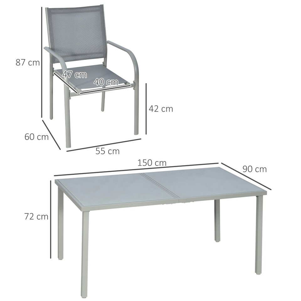 image 1 of Outsunny 7 Piece Garden Dining Set, Steel Outdoor Table and Chairs