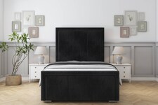Sloomy Lancaster Black Naples Bed Frame With Mattress With 50" Upholstered Headboard 5' King