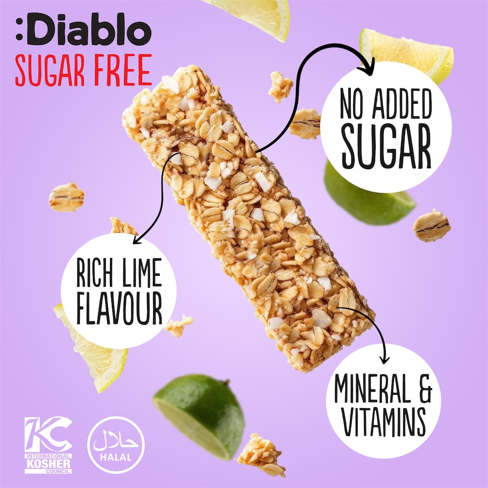 image 1 of Diablo No Added Sugar Lime Muesli Bar 30g 6 Pack