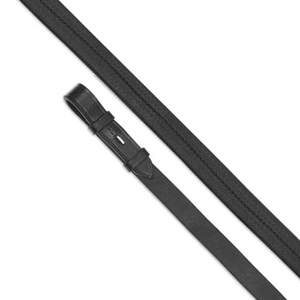 image 1 of Aviemore Leather Pimpled Horse Rubber Reins - Black - 54in x 0.5in
