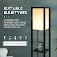 image 6 of HOMCOM Floor Lamp with Shelves and Top Light, Modern Corner Standing Lamp with TC Fabric Lampshade for Living Room, Bedroom, Bulb not Included, Black
