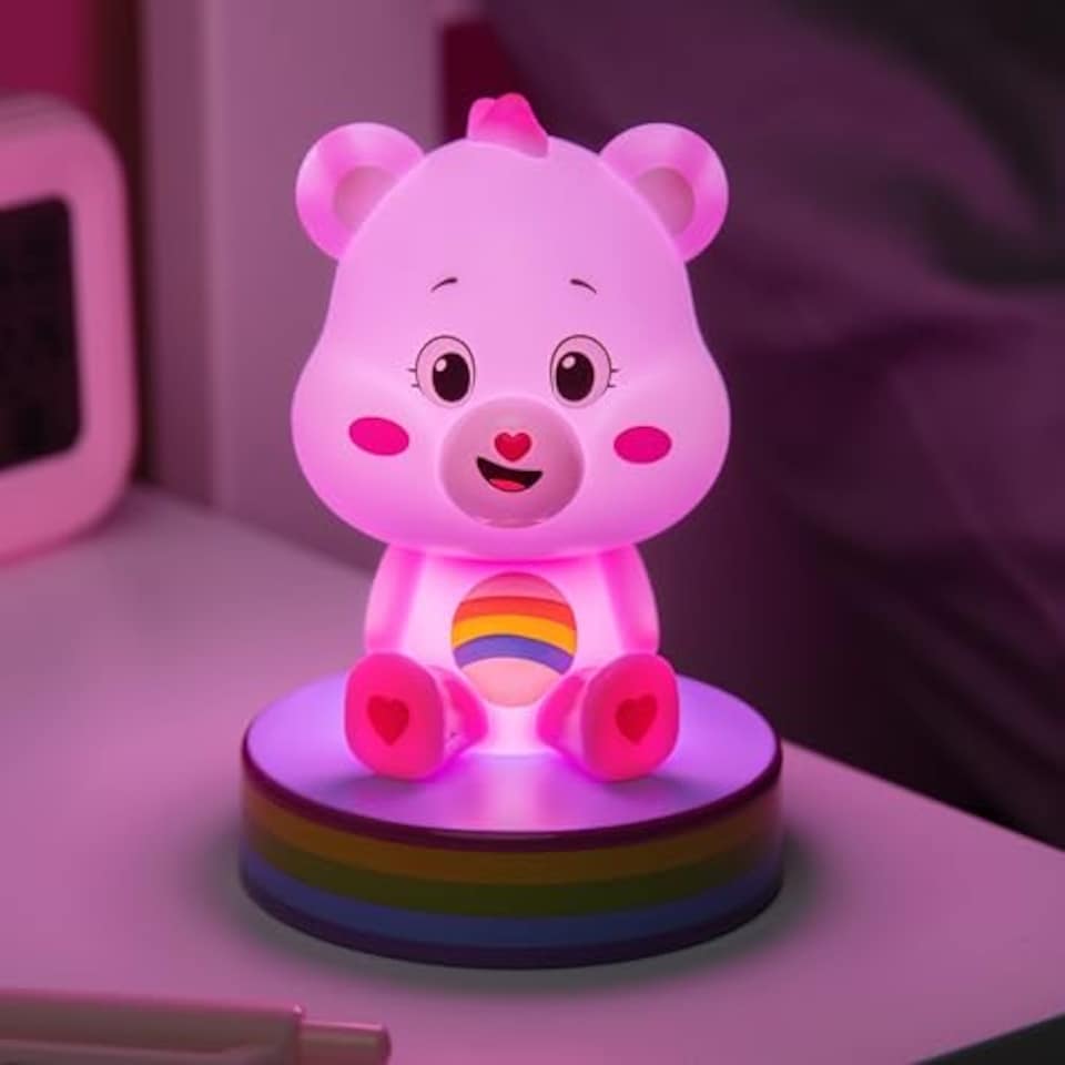 image 1 of Care Bears Pink Cheer Bear Mini Icon Light, Officially Licensed 3D Figurine LED Lamp Collectible Home Decor, Paladone