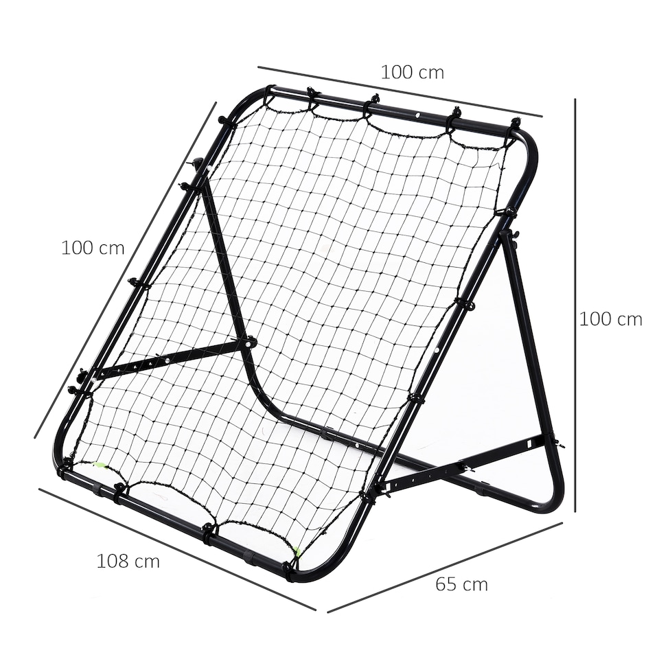 image 1 of HOMCOM Football Rebounder Net, Adjustable Kickback Target Goal Teens Adults Training Aid for Multi-Sports Practise, Black | Black