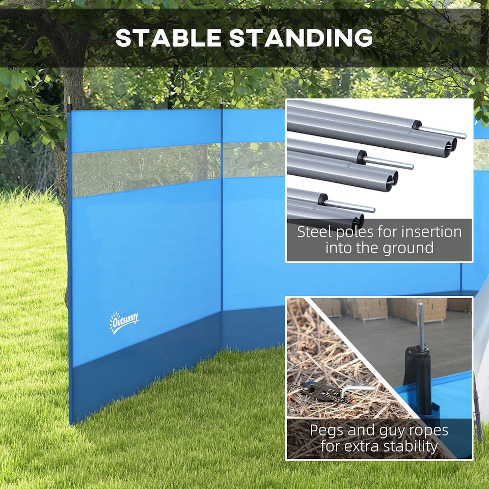 image 1 of Outsunny Camping Windbreaks with Clear Windows and Carry Bag | Blue