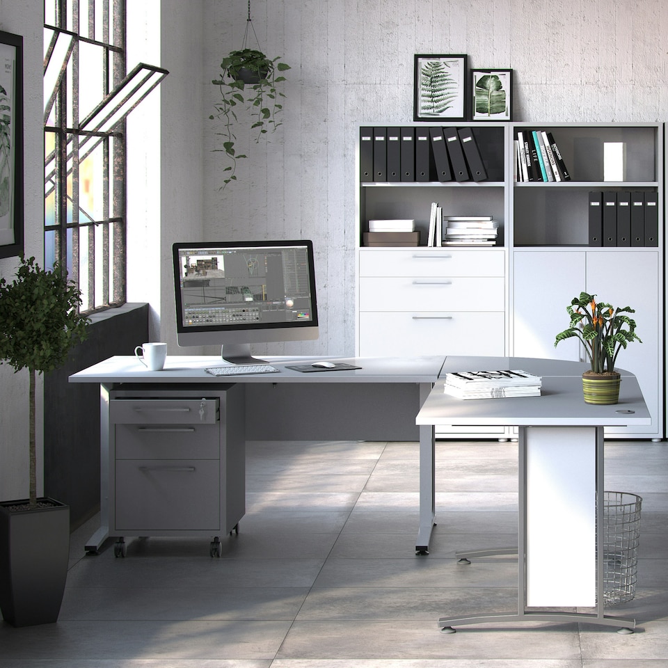 image 1 of Prima Desk 150cm in White with White Legs