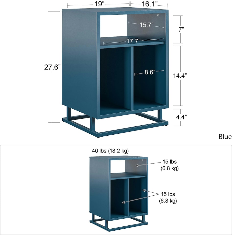 image 1 of Regal Turntable Stand in Metal Blue | Blue | Blue