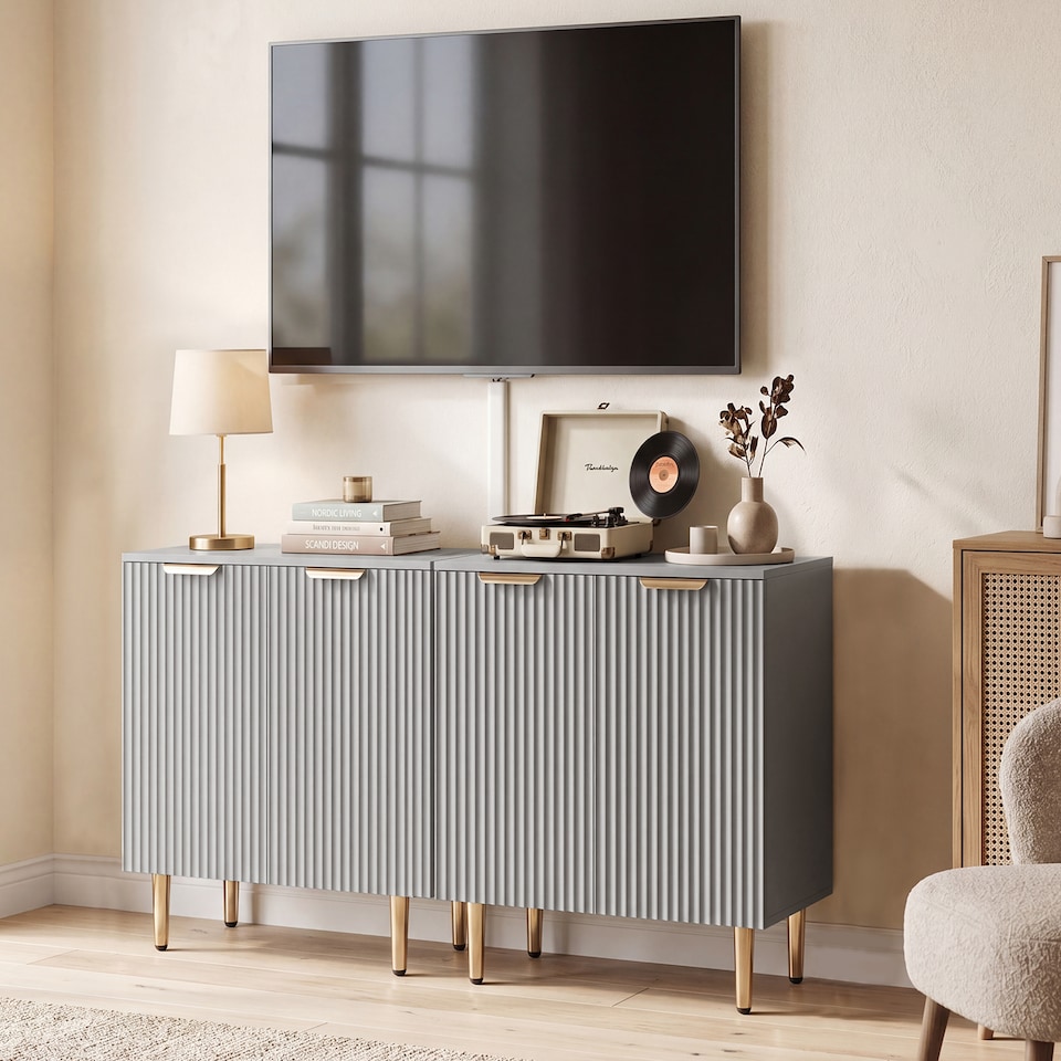 image 1 of HOMCOM Sideboard Buffet Cabinet with Adjustable Shelf, Grey