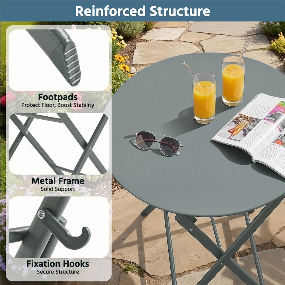 image 1 of Yaheetech 3-Piece Outdoor Bistro Set with 1 Table & 2 Chairs-Gray | Grey | Grey
