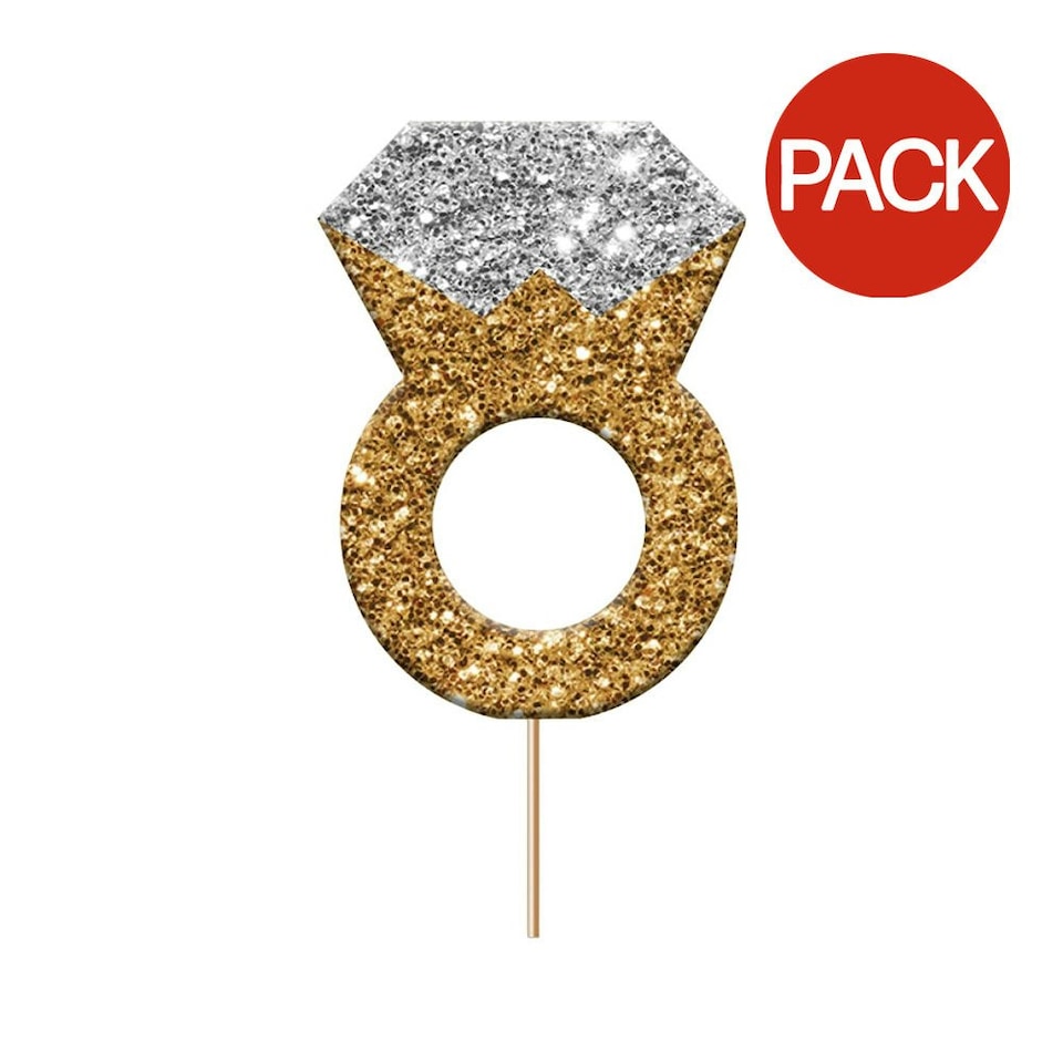 Anniversary House Ring Engagement Cupcake Topper (Pack of 12) - Gold/Silver - One Size