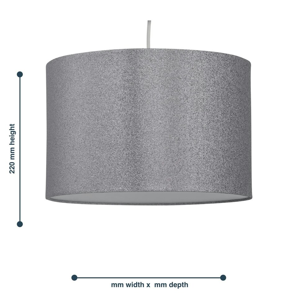 image 1 of Silvery Grey Glitter 33cm Pendant Lightshade Grey