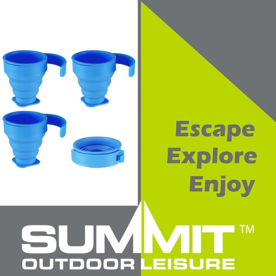 image 1 of PMS Folding Silicone Mugs 4-Pack - Blue, 8cm x 8.5cm
