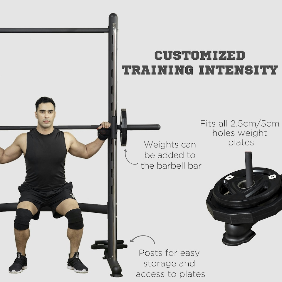 image 1 of HOMCOM Adjustable Squat Rack with Pull Up Bar and Barbell Bar for Home Gym