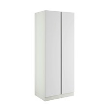 J-Pull Handleless White Double Wardrobe with Single Rail & Shelves White