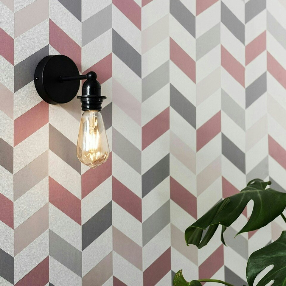 image 1 of ValueLights Pair Of Industrial Steampunk Style Satin Black Pipework Single Wall Lights | Black