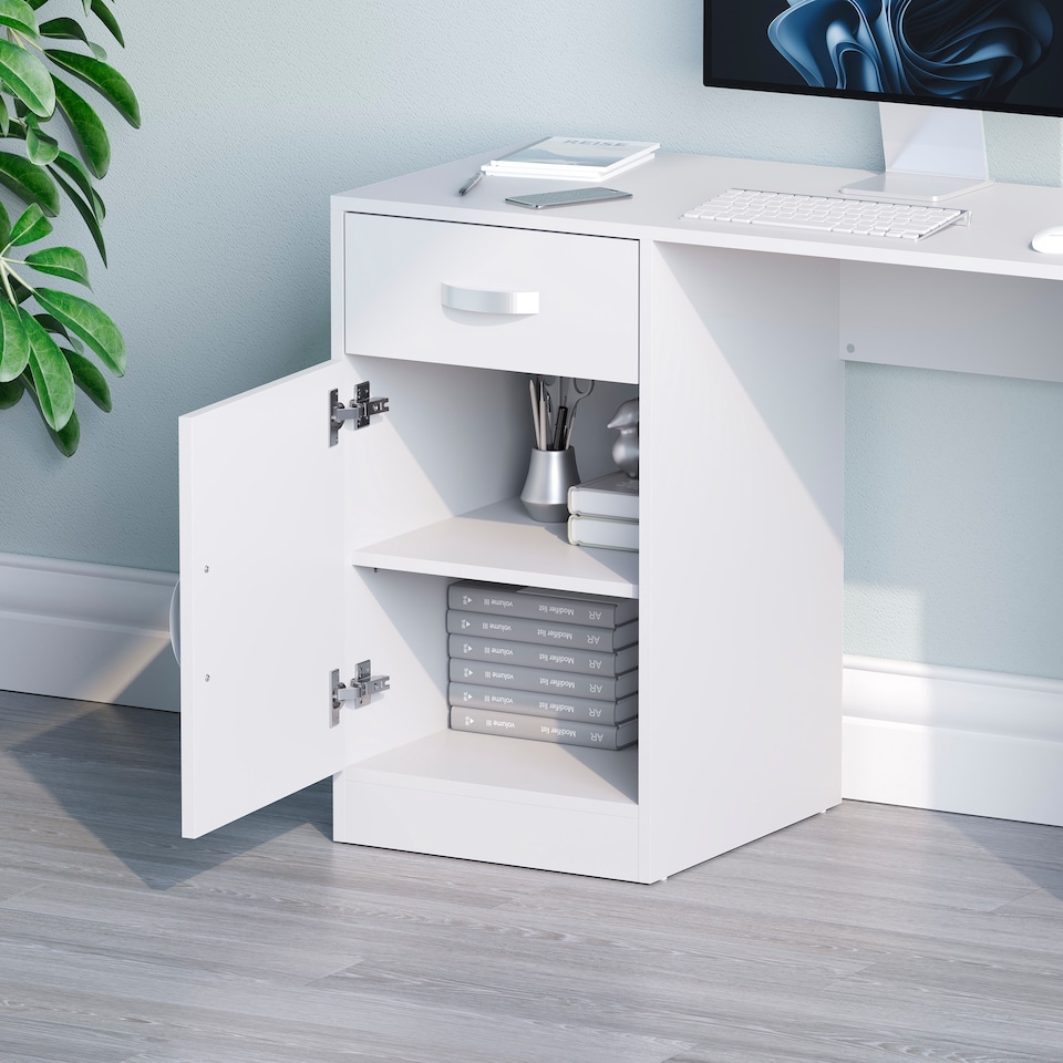 image 1 of Vida Designs Hudson 1 Door 1 Drawer Computer Desk Home Office Workstation, White