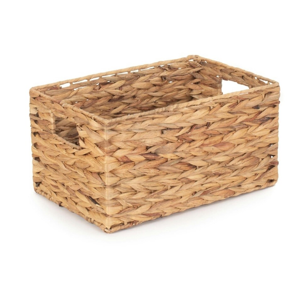 image 1 of Small Water Hyacinth Rectangular Storage Basket | Brown | Brown