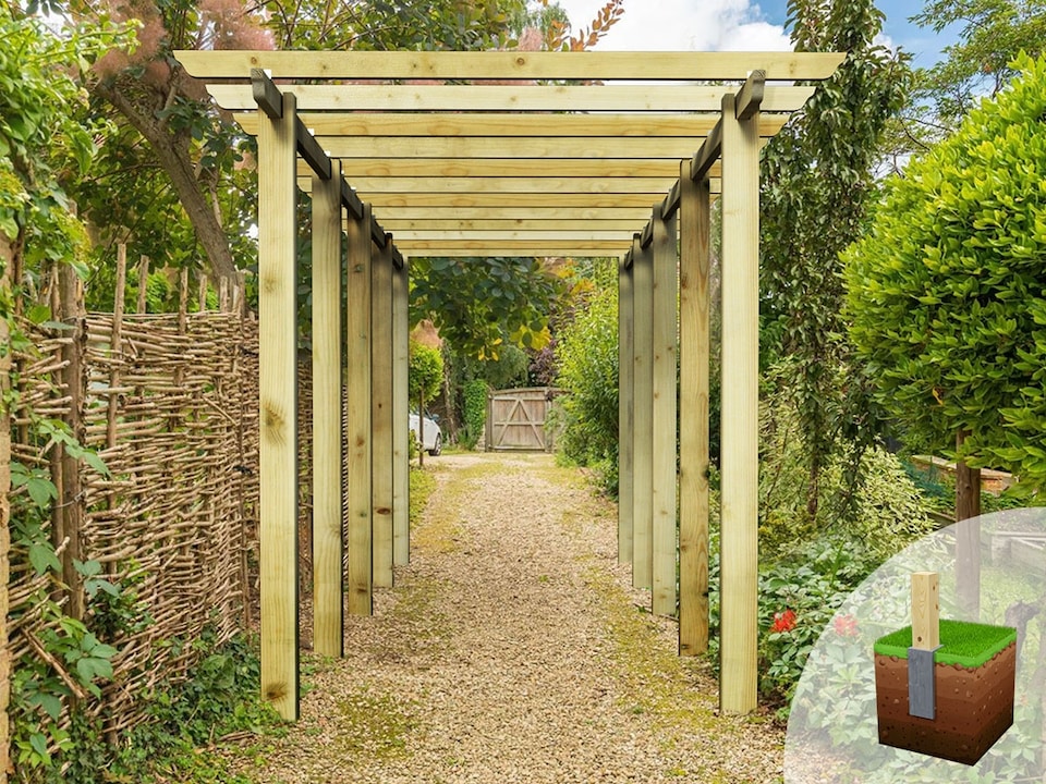 image 1 of eDecks HD Royal Walkway Garden Pergola w/ Bolt Down Anchors 2.7m - 2.4 x 7.2m