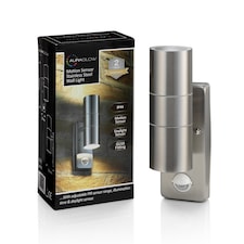 Auraglow PIR Motion Sensor Up & Down Outdoor Wall Security Light - WARMINSTER - Stainless Steel | Silver | Stainless Steel/Fitting Only