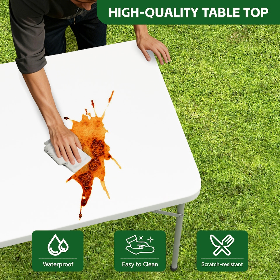 image 1 of 4ft Folding Table heavy duty Outdoor and Indoor use Garden Camping Event Table  White | White | White