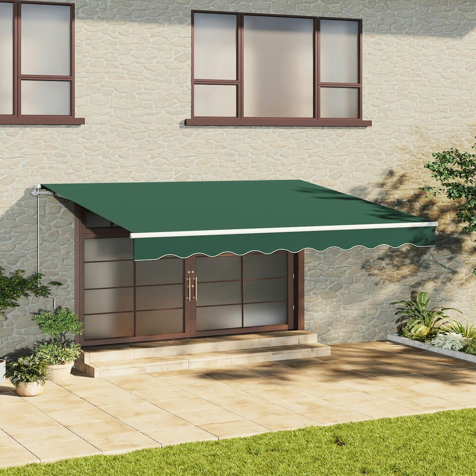 image 1 of Living and Home Outdoor Retractable Patio Awning for Window and Door - L300*W250cm Green