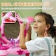 image 4 of AIYAPLAY Kids Dressing Table with Mirror and Stool, Kids Vanity Table Make Up Pretend Play Toys with Light, Music, 15 Accessories, for Ages 3-6 Years, Pink