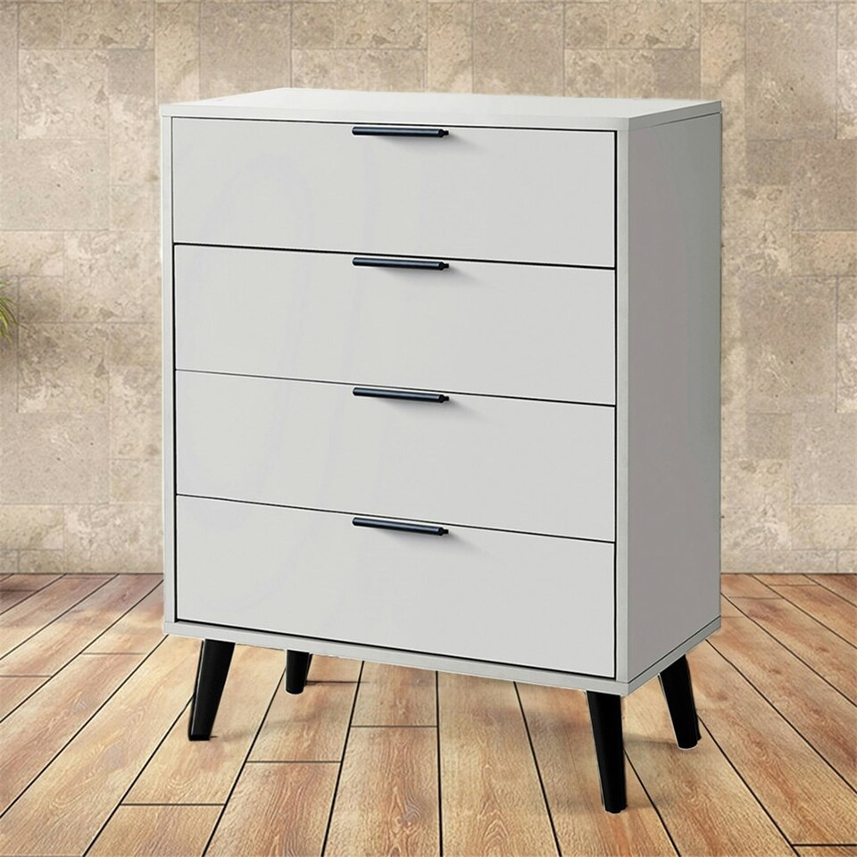 image 1 of Silk Grey Wide Chest of Drawers (4 Drawers)