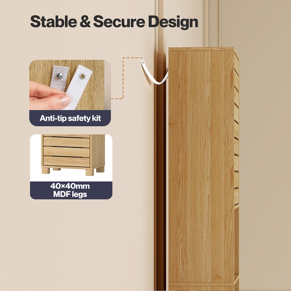 image 1 of Levede Bathroom Storage Cabinet Hallway Tall Cupboard Adjustable Shelf Oak