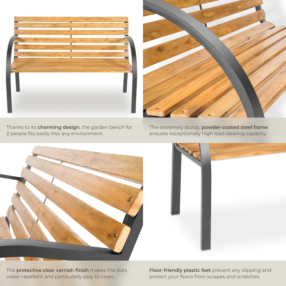 image 1 of Garden Bench Michaela - 2-seater, weatherproof, 119.5 x 62 x 83 cm | Brown | brown | 1