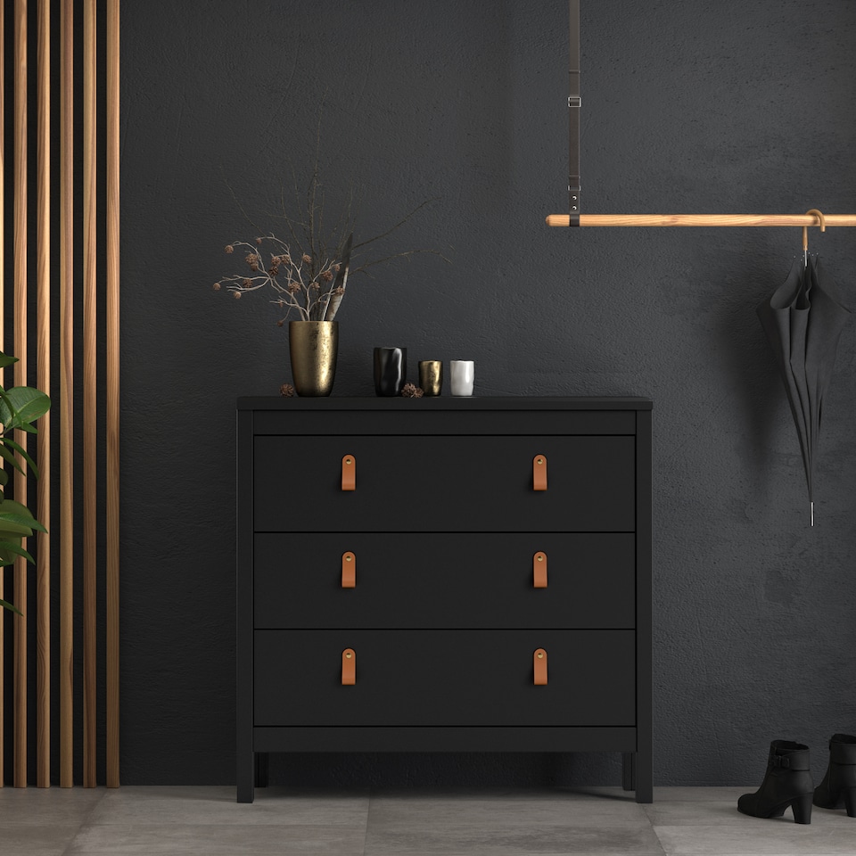 image 1 of Barcelona Chest 3 Drawers in Matt Black