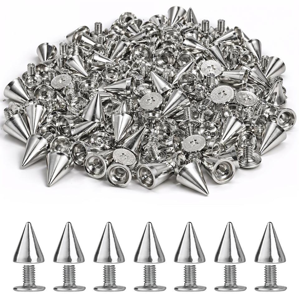 image 1 of 7x10mm Cone Spike Studs Screw Back for Leather Craft - 10pcs